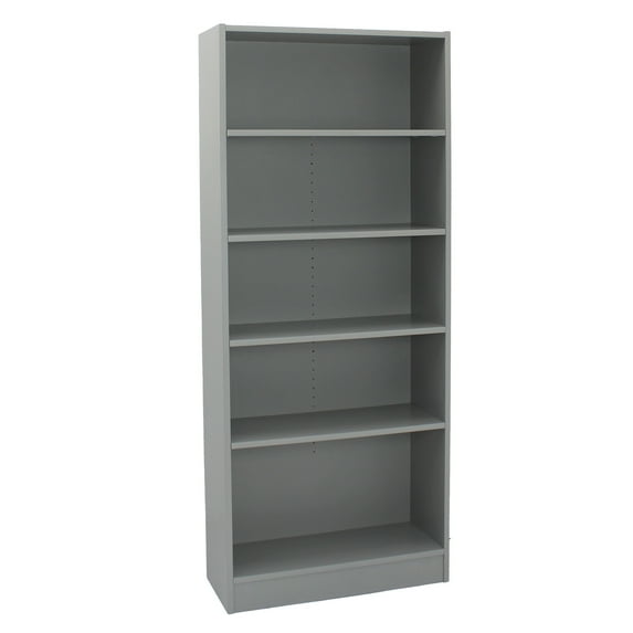 Factory Direct Partners All Ages Laminate Bookcase 5-Shelf 72" Height - Gray