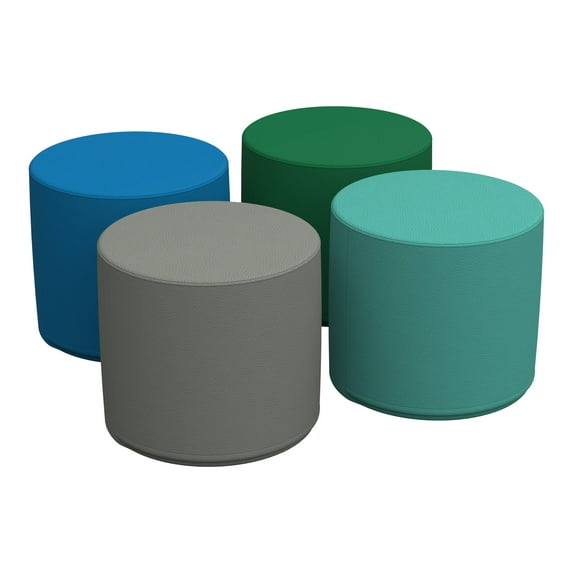 Factory Direct Partners Softscape 18" Round Ottoman Set - Contemporary (Pack of 4)