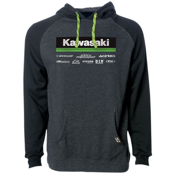 Factory Effex Kawasaki Racewear Mens Pullover Hoody Charcoal/Black XXL