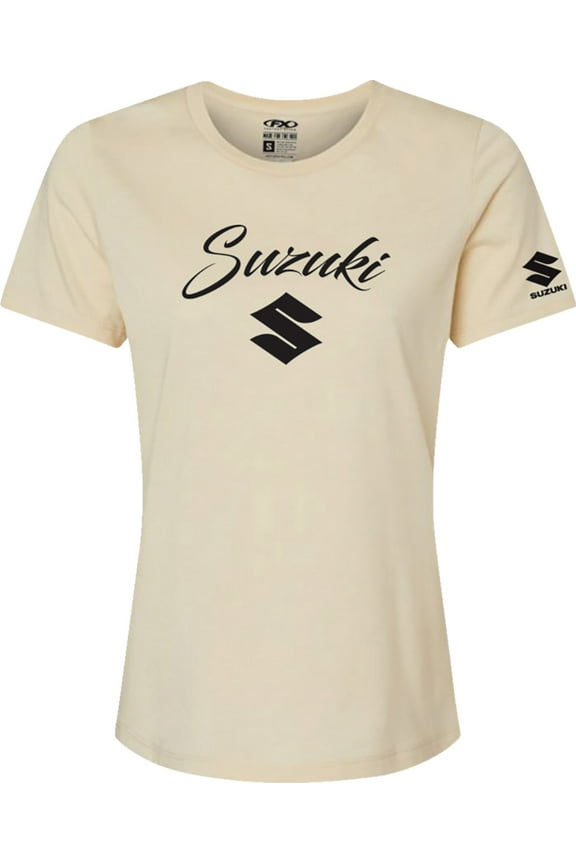 Suzuki Script Womens Short Sleeve T-Shirt Heather Cream SM