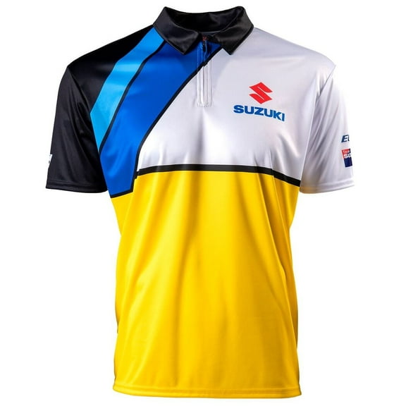 Factory Effex Suzuki Team Pit Mens Short Sleeve Shirt White/Yellow MD