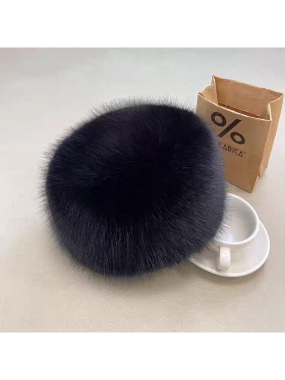 Factory Imitation Fur Hat, Fox Fur Flat Top Hat, Thickened Fur Insulation, Ear Protection, Round Top Wind And Snow Mongolian Hat Winter
