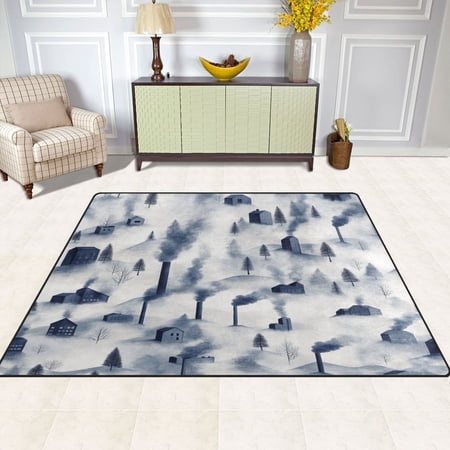 Factory Pattern 63''x48'' Plush Memory Foam Bath Mat, Soft, Absorbent, Non Slip, Durable