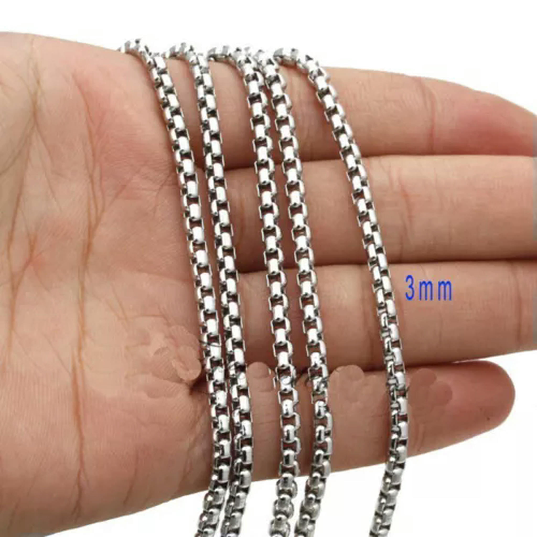 Factory Price 2/3/4mm Stainless Steel Silver Rolo Box Chain Bulk ...