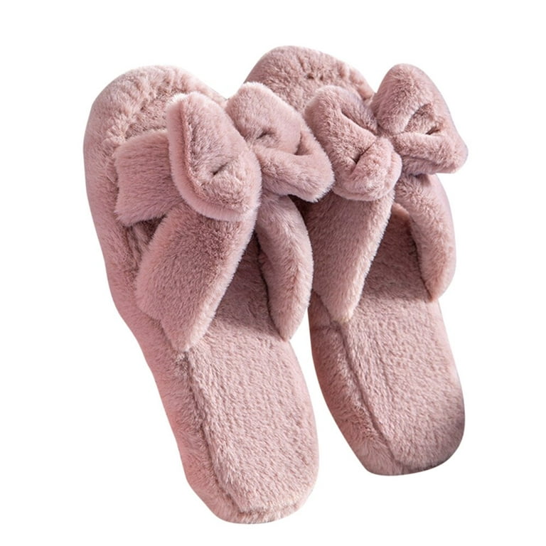 Women's Fluffy Slippers, Warm & Comfy Open Toe Shoes, Solid