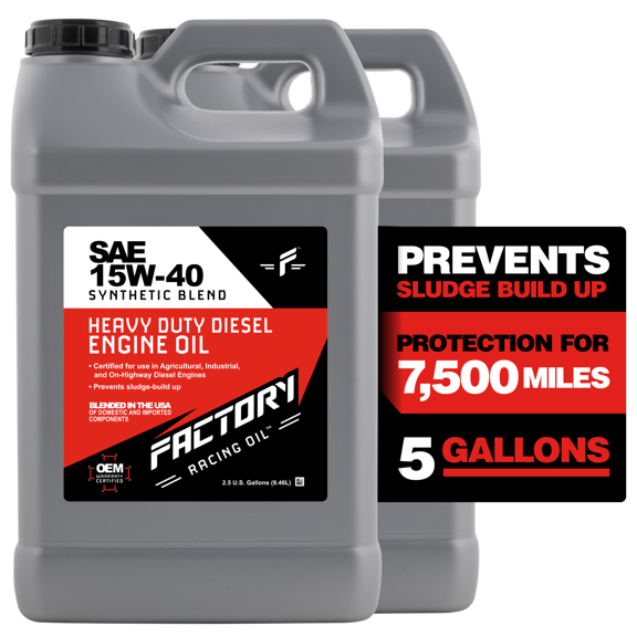 Factory Racing Oil SAE 15W-40 Synthetic Blend Diesel Engine Oil - API CK-4-5 Gallon (2x2.5 Gal)