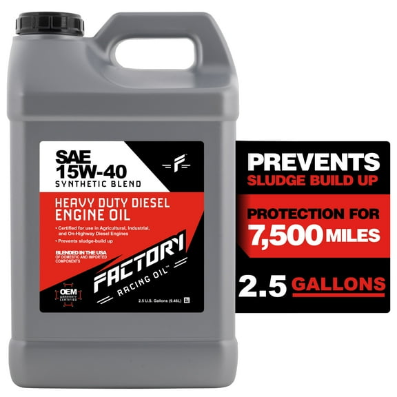 Factory Racing Oil SAE 15W-40 Synthetic Diesel Engine Oil, API CK-4, 2.5 Gallons
