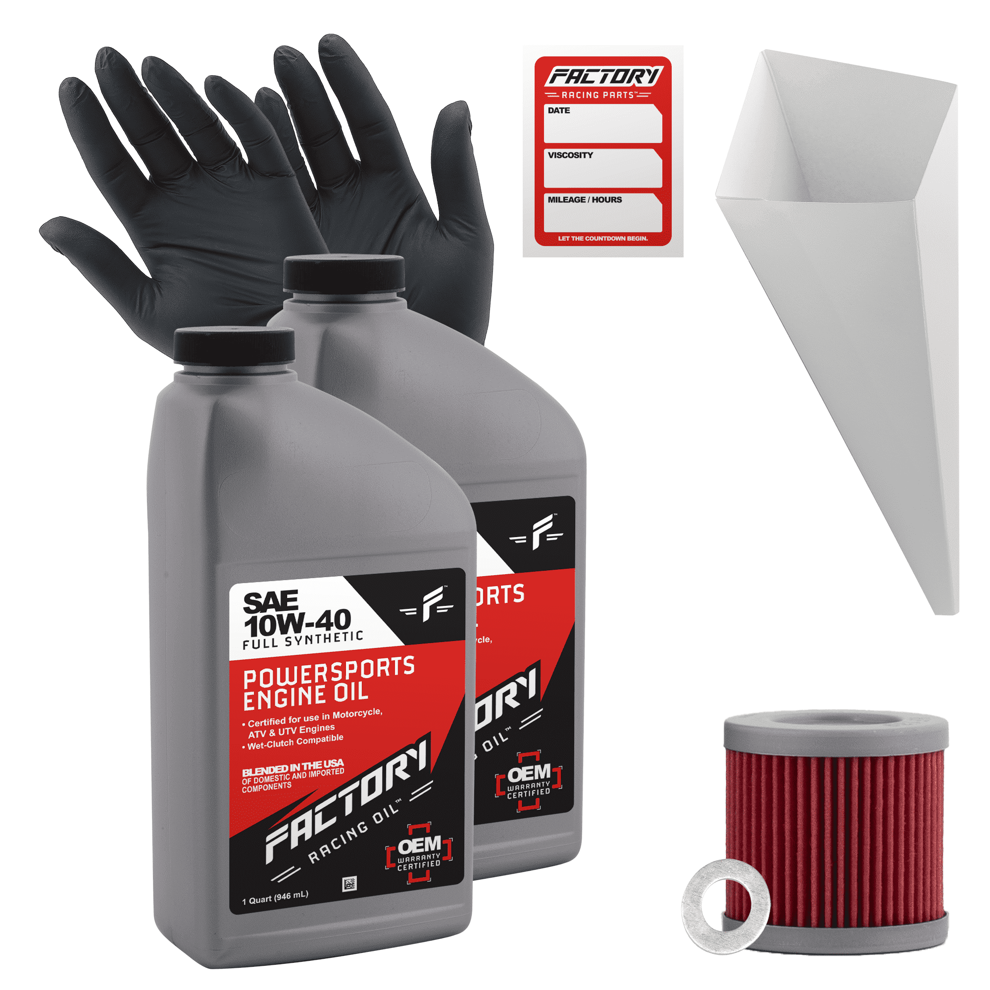 Factory Racing Parts 10W40 2Qt Oil Change Kit Fits Suzuki DR-Z400, DR-Z400SM