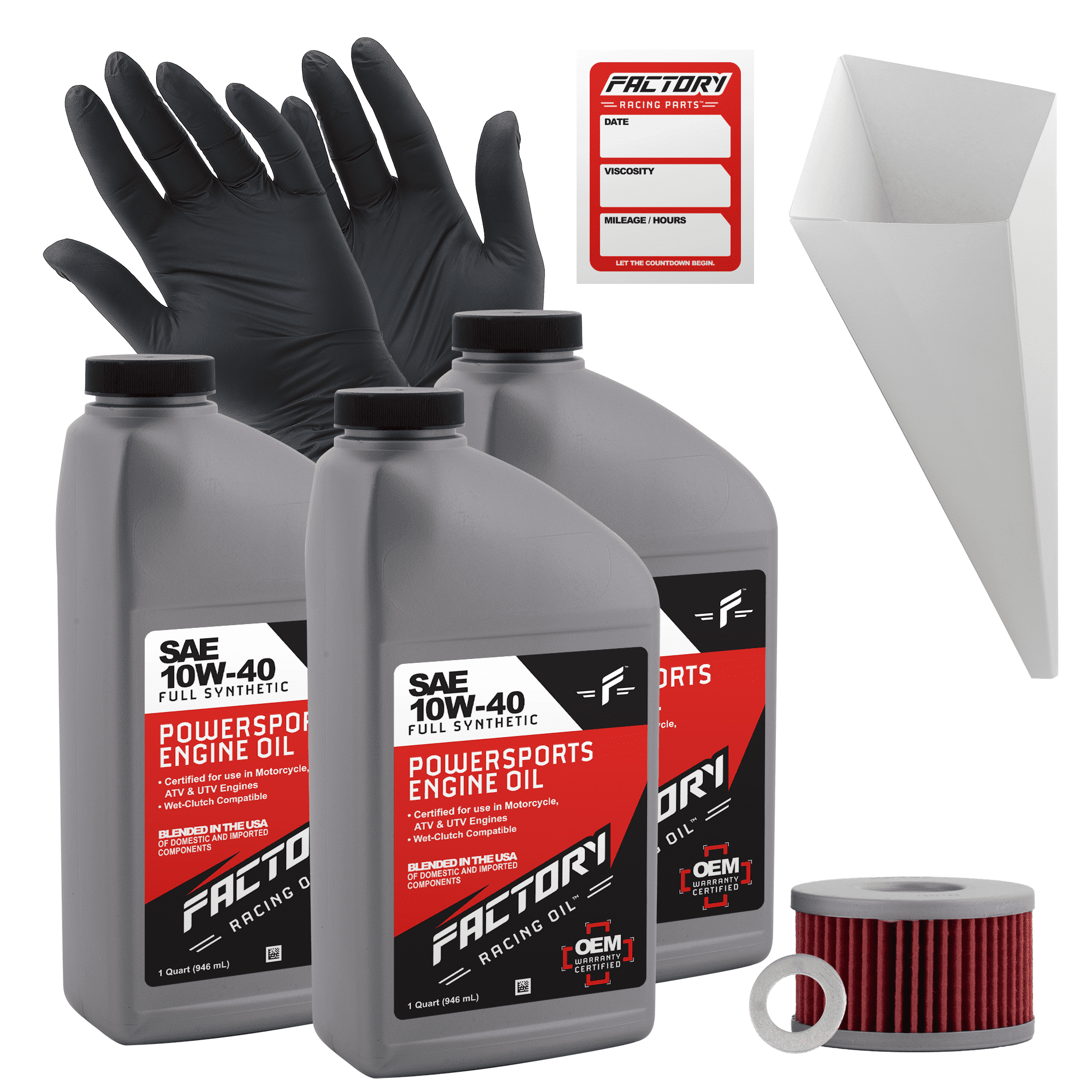 Factory Racing Parts 10W40 3Qt Oil Change Kit Fits Suzuki DR650S, DR650SE