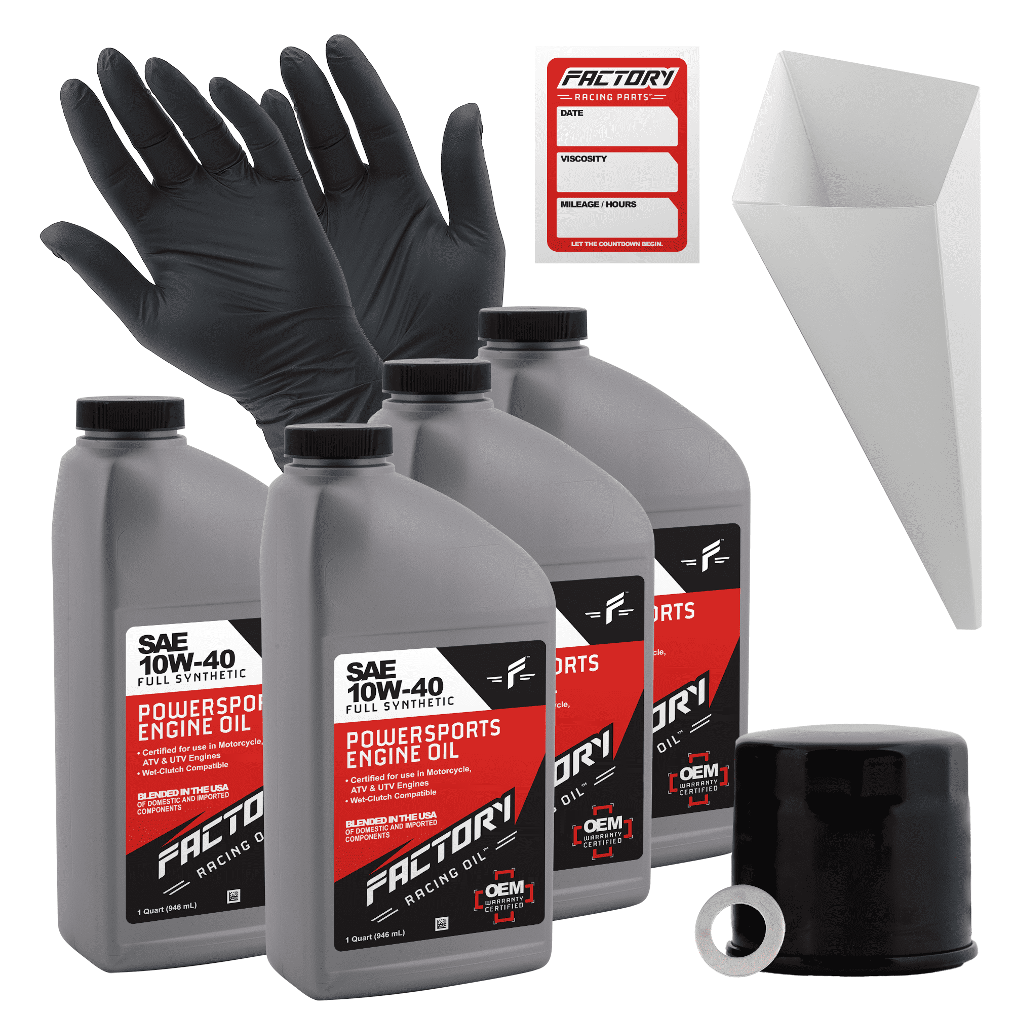 Factory Racing Parts 10W40 4Qt Oil Change Kit Fits Suzuki GSX650F GSX750 GSF1200