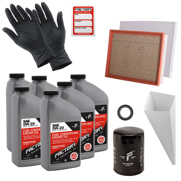 Factory Racing Parts Deluxe Oil Change Kit Compatible with Ford Edge 3.5L, Lincoln Continental 3.7L, MKX 3.7L, MKZ 3.7L 5W-20 Full Synthetic - 6 Quarts