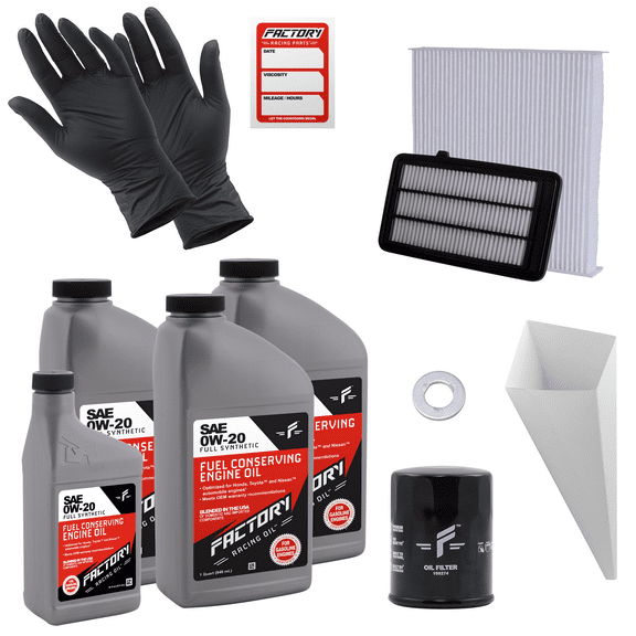 Factory Racing Parts Deluxe Oil Change Kit Compatible with Honda Civic 1.5L Turbo 2016-2020, CR-V 1.5L Turbo 2017-2022 0W-20 Full Synthetic - 3.5 Quarts