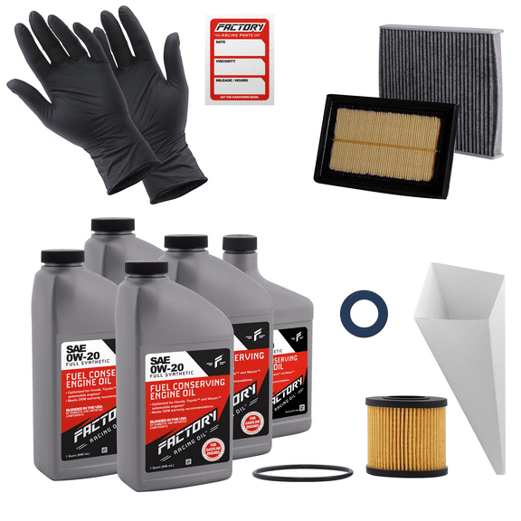 Factory Racing Parts Deluxe Oil Change Kit Compatible with Toyota Prius Hybrid 1.8L 2016-2017, Prius Prime 1.8L 2017-2022 0W-20 Full Synthetic - 4.5 Quarts