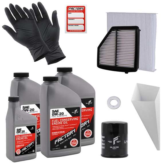 Factory Racing Parts Deluxe Oil Change Kit Compatible with Honda HR-V 1.8L 2016-2022 0W-20 Full Synthetic - 3.5 Quarts