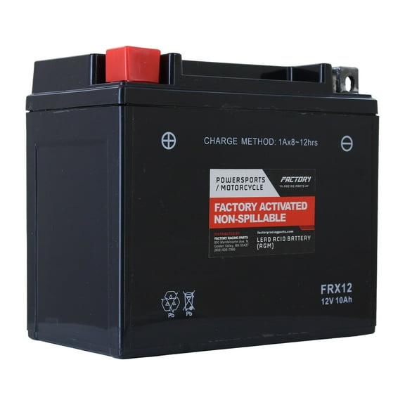 Factory Racing Parts FRX12 AGM Battery Maintenance Free Ready to Install - Compatible With ATVs, Motorcycles, and Scooters YTX12, YTX12-BS, BTX12-BS