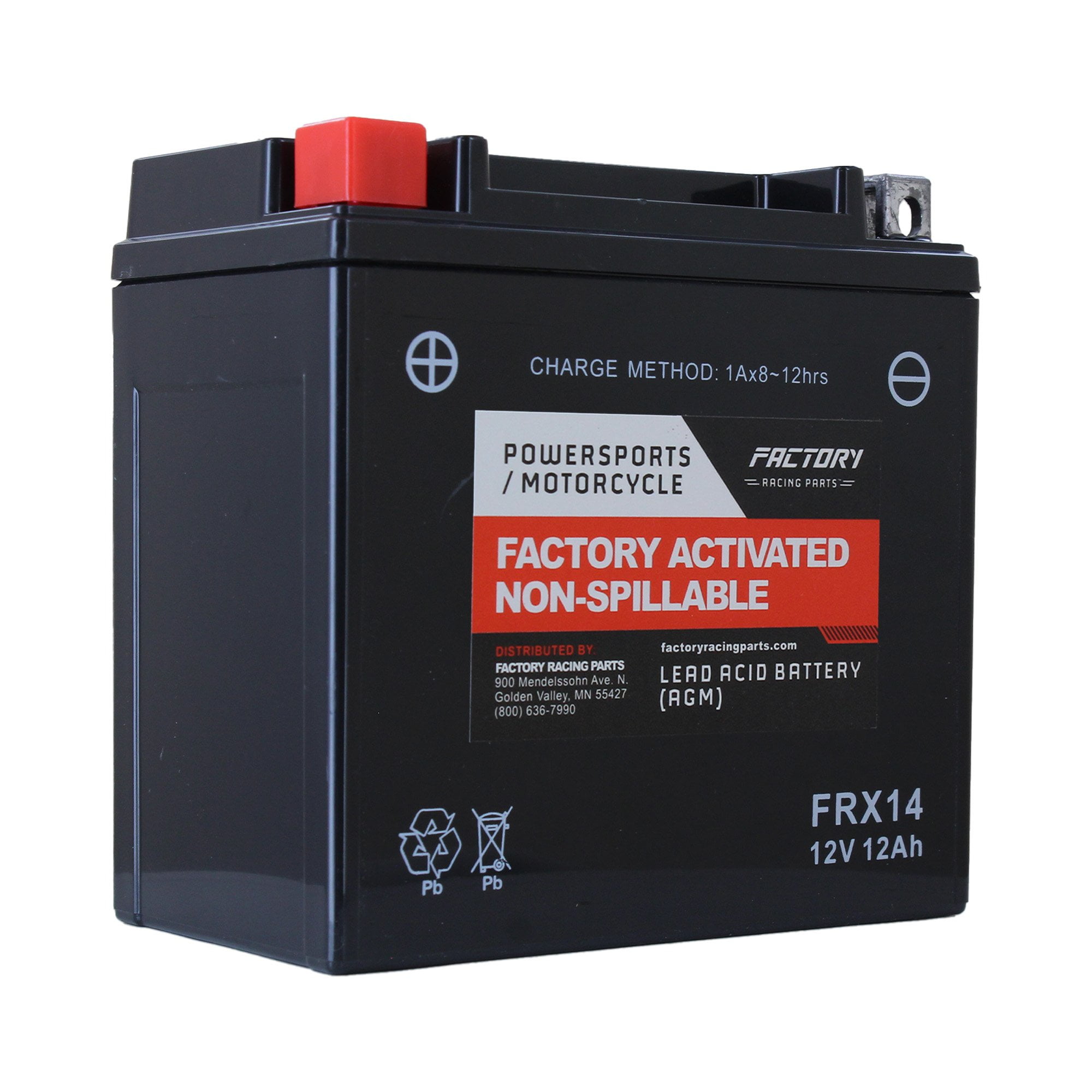 Factory Racing Parts FRX14 AGM Battery Maintenance Free Ready to Install - Compatible With ATVs, UTVs, Motorcycles, Snowmobiles, and Scooters YTX14, YTX14-BS, BTX14, BTX14-BS