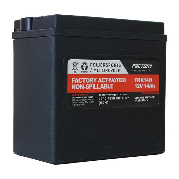 Factory Racing Parts FRX14H AGM Battery  Maintenance Free  Ready to Install - Compatible With Harley Davidson VRSCR Street Rod 2007 YTX14H, KMX14, YTX14, BTX14H