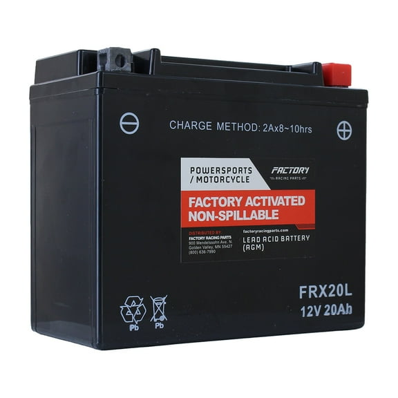 Factory Racing Parts FRX20L AGM Battery Maintenance Free Ready to Install - Compatible With Powersports YTX20HL, YTX20HL-BS, YTX20L, YTX20L-BS, B16CL-B, BTX20L, BTX20L-BS