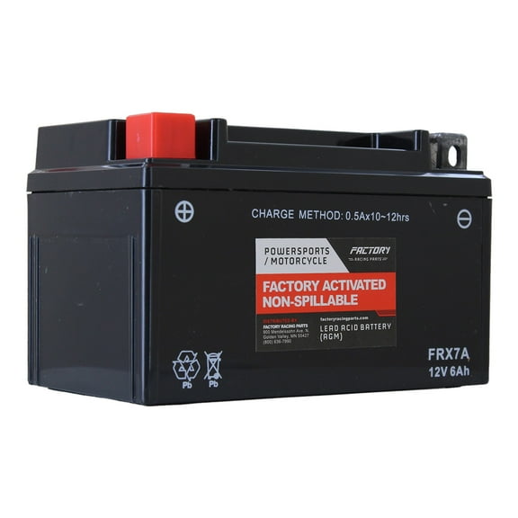 Factory Racing Parts FRX7A AGM Battery Maintenance Free Ready to Install - Compatible With ATVs, Offroad Motorcycles, and Scooters YTX7A-BS, BTX7A-BS
