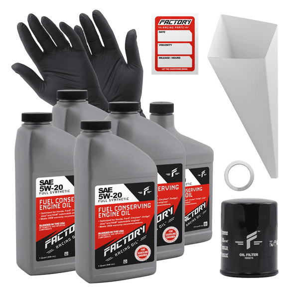 Factory Racing Parts Oil Change Kit Compatible with Honda Civic, Accord, CR-V, Element, Odyssey, Ridgeline, Fit, Acura MDX, RL, RSX, TL, TSX, ZDX 5W-20 Oil - 4.5 Quarts