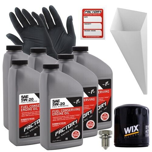 Factory Racing Parts Oil Change Kit Compatible with Dodge Charger 2.7L V6 2006-2007 5W-20 Full Synthetic Oil - 6 Quarts