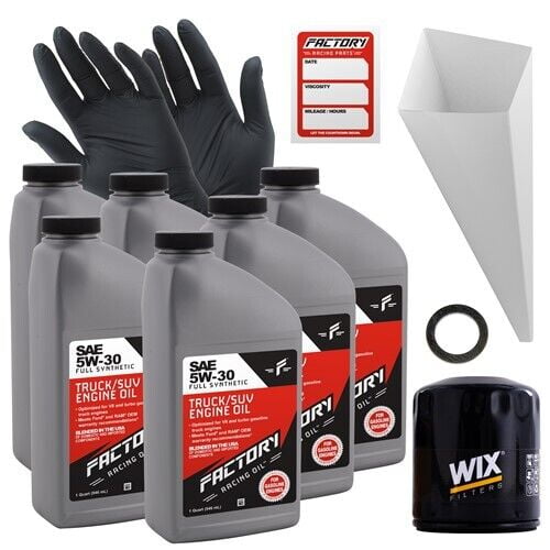 Factory Racing Parts Oil Change Kit Compatible with Mazda 3 2.3L 2011-2013, CX-7 2.3L 2010-2012 5W-30 Full Synthetic Oil - 6 Quarts
