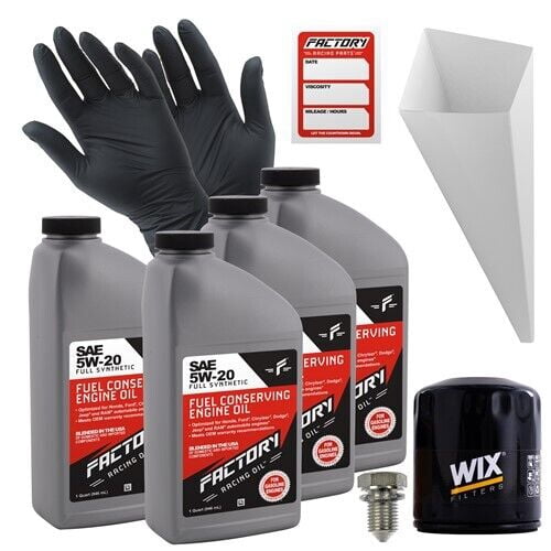 Factory Racing Parts Oil Change Kit Compatible with Mazda B2300 2.3L L4 2006-2010 5W-20 Full Synthetic Oil - 4 Quarts