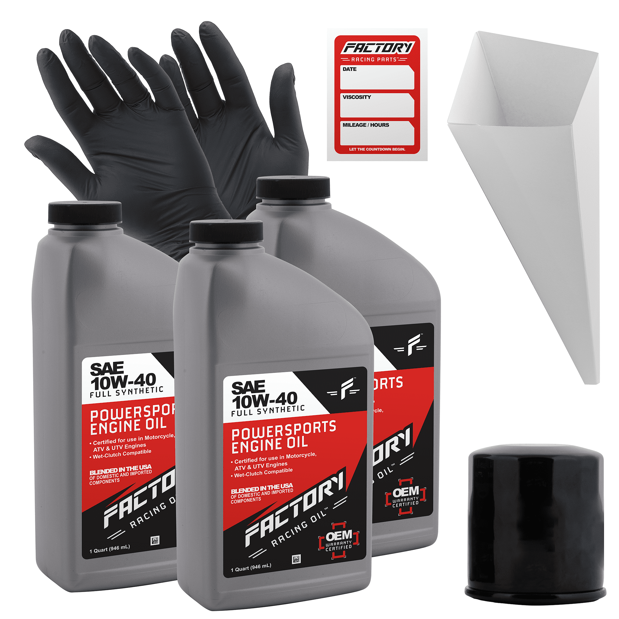 Factory Racing Parts SAE 10W-40 3 Quart Oil Change Kit Compatible
