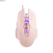 Factory Sales Inphic W8 Wired Gaming Mouse 4000DPI 7 Buttons Macro definition RGB Breathable Lamp Silent Computer Pink Mouse