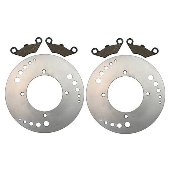 Factory Spec, (2)FS-2046 (2)FS-430, 2 Front Disc Brake Rotors, Semi-Metallic Pads for Polaris 2008-2010 Sportsman 300