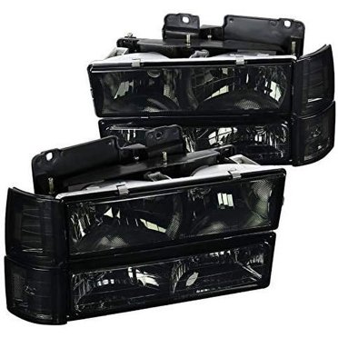 Black Headlights + Bumper Corner Lamps For 1998-2004 Chevy S10 & GMC S15 Blazer – Pair