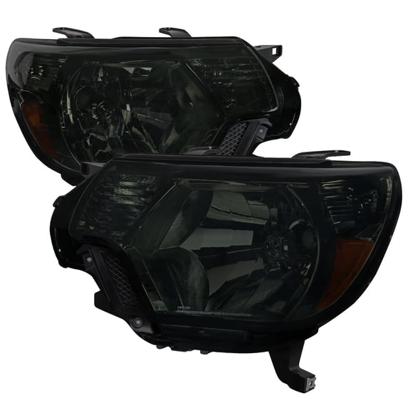 Factory Style Headlights (Chrome Housing/Smoke Lens) Made for and Compatible with 2012-2015 Toyota Tacoma