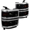 thumbnail image 1 of Factory Style Headlights Head Lamp Chrome Housing Smoke Lens Made For And Compatible With 2014 - 2015 Chevrolet Chevy Silverado 15 16, 1 of 8