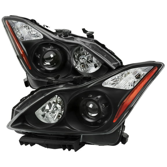 Factory Style Projector Headlights (Black Housing/Clear Lens) Made for and Compatible with 2008-2013 Infiniti G37/2014-2015 Q60 2 Door Coupe/Convertible