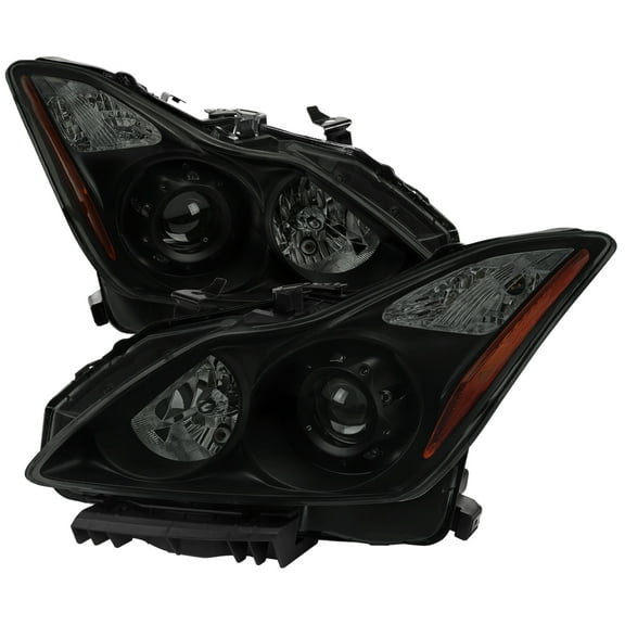 Factory Style Projector Headlights (Black Housing/Smoke Lens) Made for and Compatible with 2008-2013 Infiniti G37/2014-2015 Q60 2 Door Coupe/Convertible