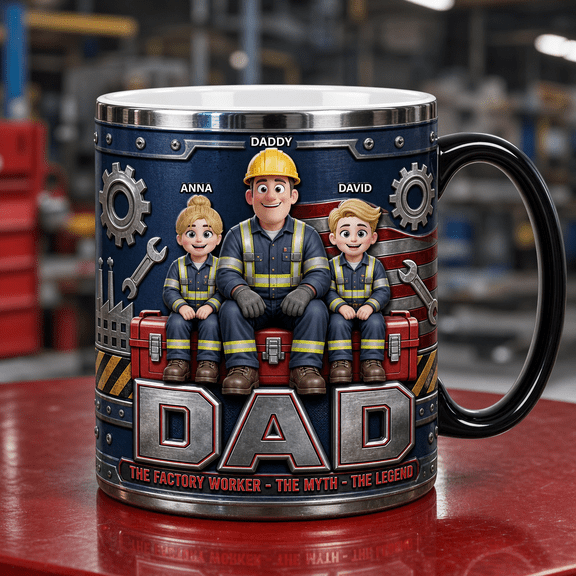 Factory Worker Dad Mug Personalized Ceramic Mug Gift for Daddy, Father’s Day, Birthday