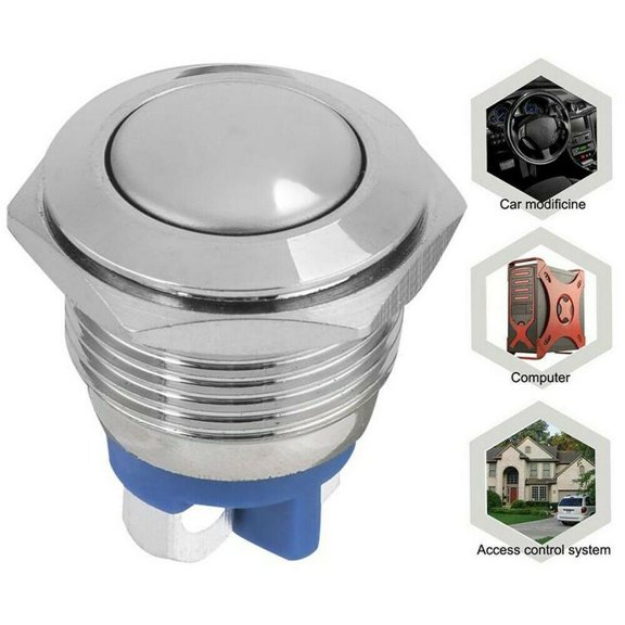 Factory Workshop Push Button Switch Button 12V 16mm For Car/Boat Metal