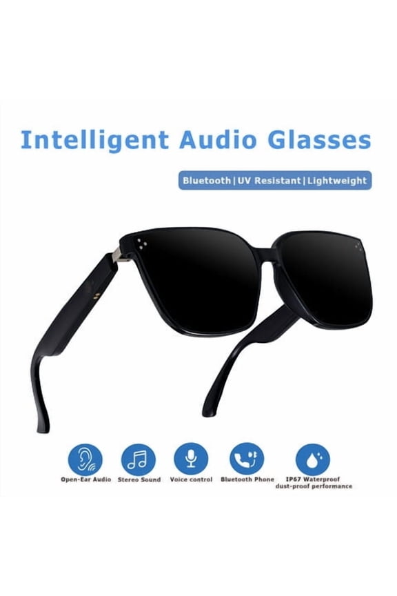 Factory direct sales of smart Bluetooth 5.3 glasses black frame portable glasses waterproof and UV-proof glasses