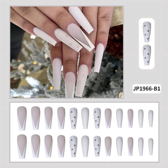 Factory hot-selling super long ballet nail art, fashionable nail art, matte V-shaped French wearable false nails