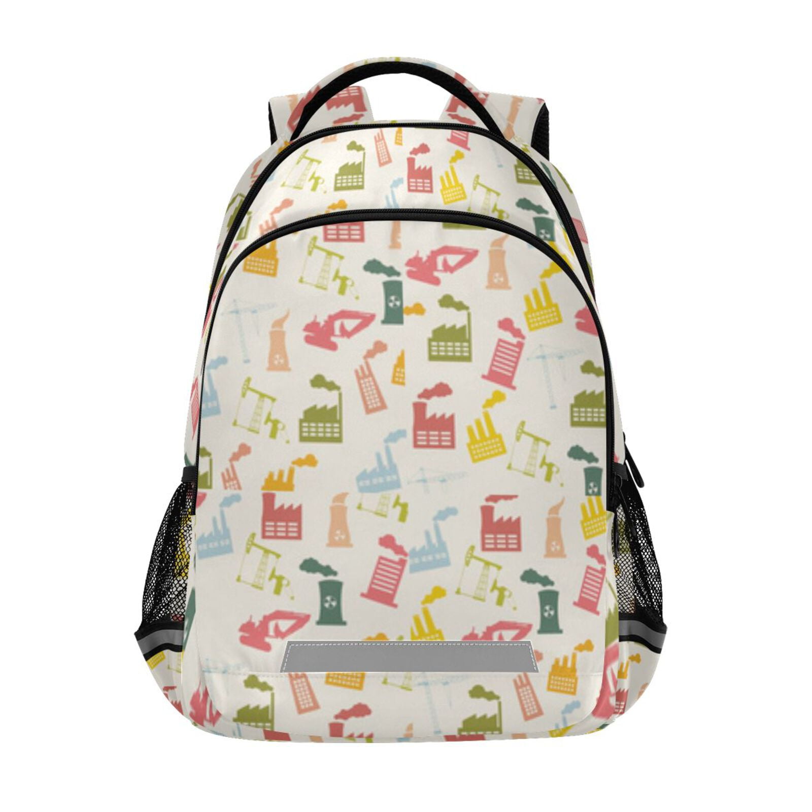 Factory icons seamless pattern Backpacks with Safety Reflective Strips ...