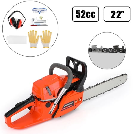 Factory43 22” 52cc 2-Cycle Gas Powered Chainsaw, Aluminum Body, Anti-Kickback Chain