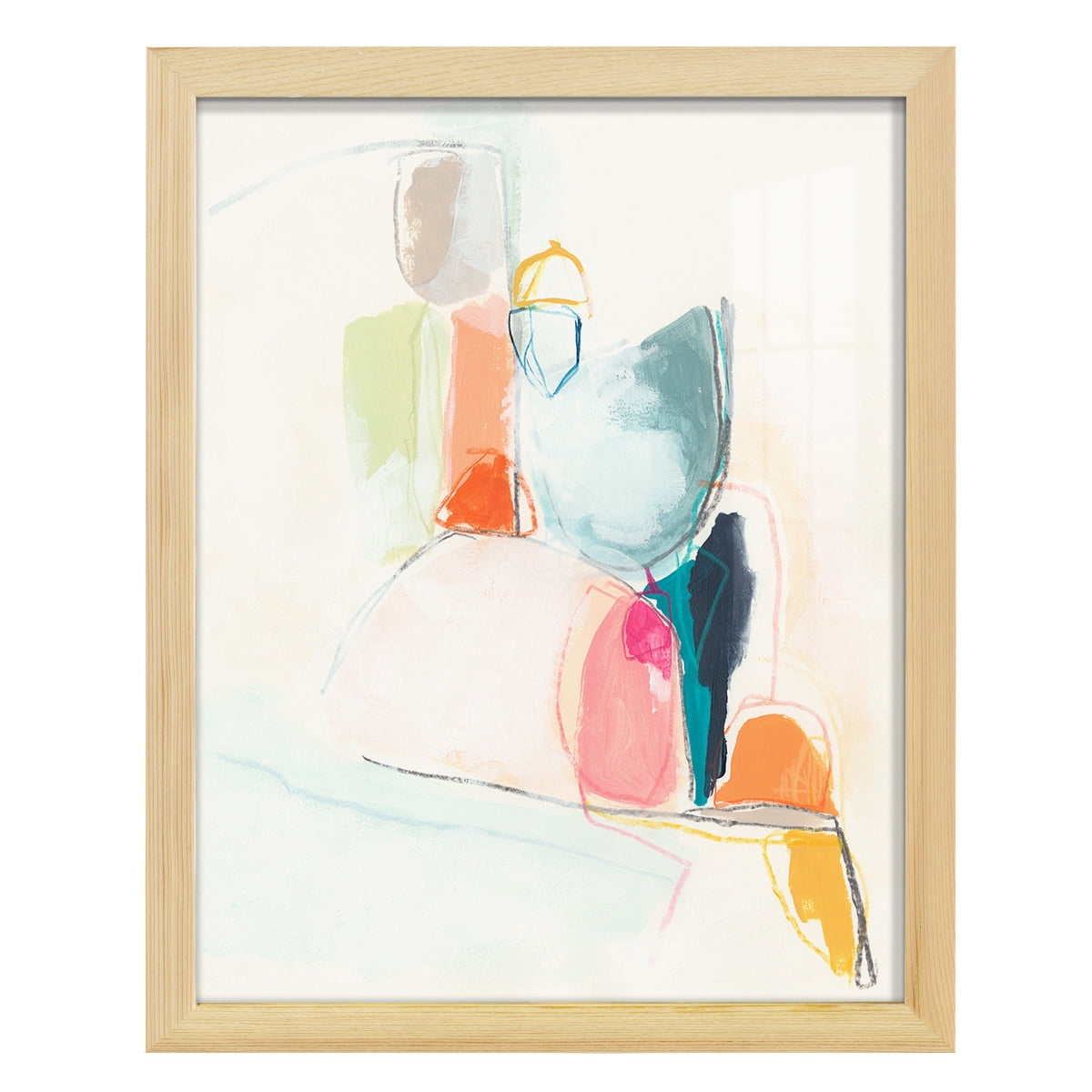 Factotum I -Framed Print w/glass-Natural Wood