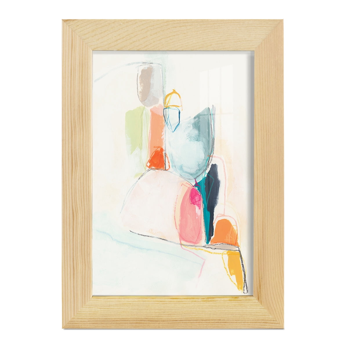 Factotum I -Framed Print w/glass-Natural Wood