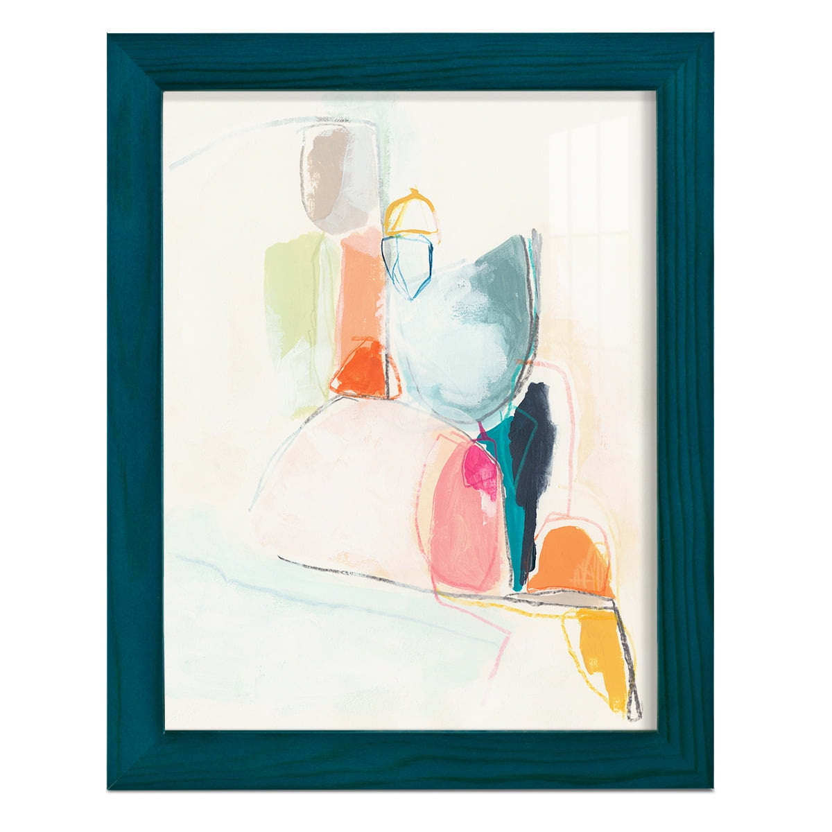 Factotum I -Framed Print w/glass-Ocean Blue