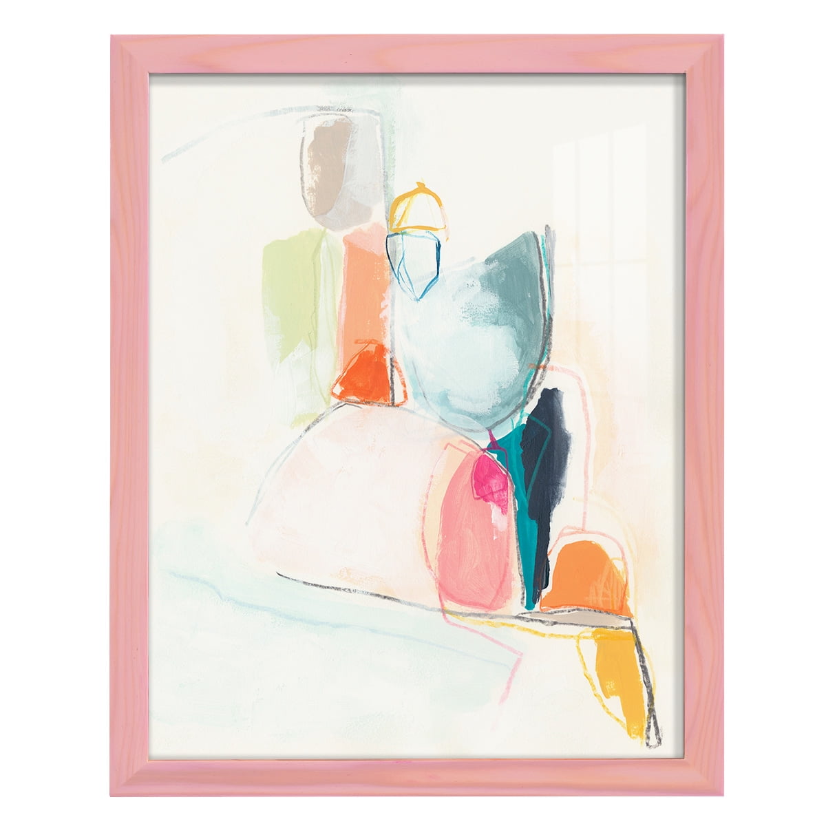 Factotum I -Framed Print w/glass-Sunset Pink