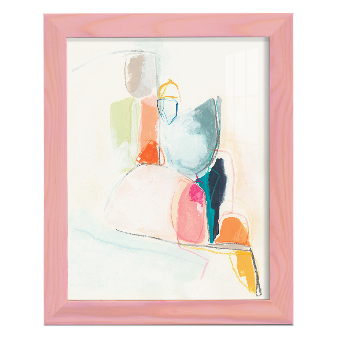 Factotum I -Framed Print w/glass-Sunset Pink