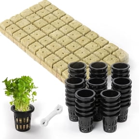 Facvoer 100-Piece 1-Inch Rockwool Planting Cube Set, Rockwool Seed Starting Cubes for Rooting Seedlings, Includes 50 x 50 x 1.5 Inch Rockwool Cubes