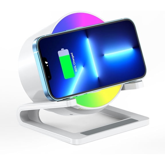 Facvoer 15W Wireless Charger with Bluetooth Speaker and Induction Night Light, Wireless Charger with 5 RGB Light Modes, Touch Adjustable Night Lamp, Gifts for Women and Men