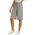 thumbnail image 1 of Fancyglim Bermuda Shorts for Women Summer Casual Loose Comfy Knee Length Drawstring Beach Shorts with Pockets Gray M, 1 of 8