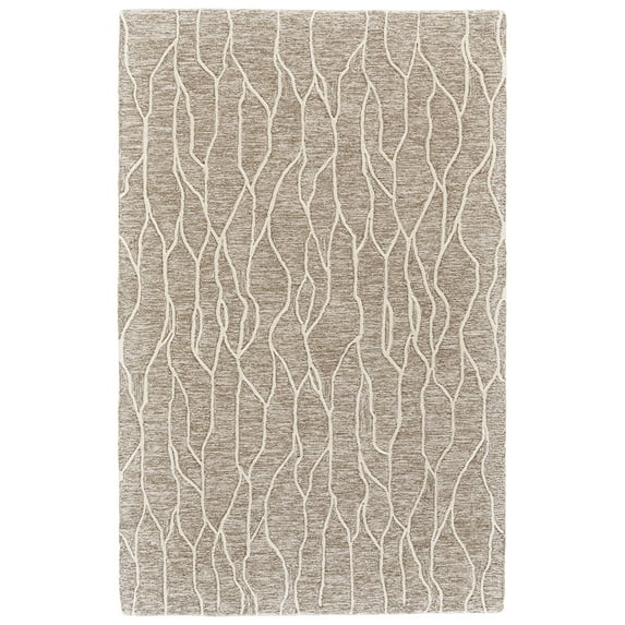 Fadden Minimalist Abstract Wool Area Rug, Warm Taupe/Ivory, 9ft-6in x 13ft-6in